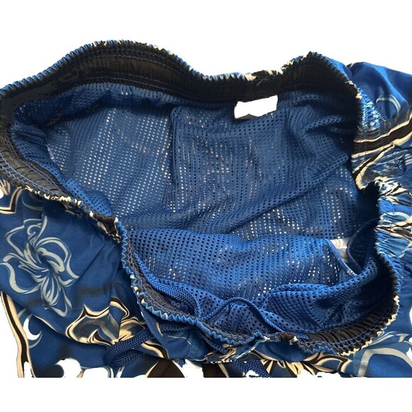 Men’s Speedo BLUE Floral Mesh Lined Elastic Drawstring Pockets Swim Trunks XL - Picture 7 of 8